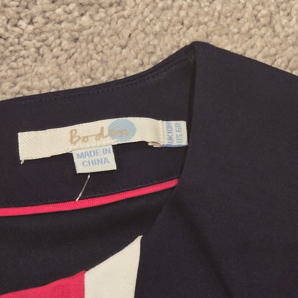 Boden Flora Ponte Navy Blue Color Block Camellia Shift Dress | Sz 6 - Picture 8 of 8